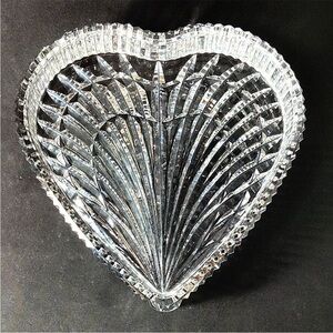 Waterford Clear Crystal Heart Dish with Faceted Fan Pattern